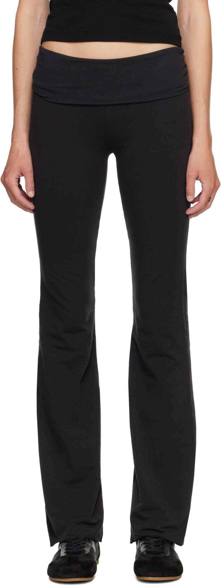 SKIMS Black Cotton Jersey Foldover Lounge Pants