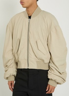 Rick Owens Secchia Reversible Leather Bomber Jacket Sand