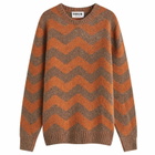 Country Of Origin Men's Thames Stripe Knit Jumper in Light Brown/Orange