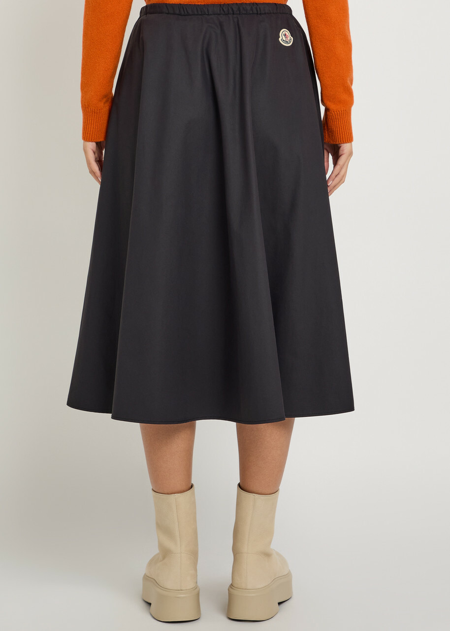 Moncler Drawstring Cotton-blend Poplin Midi Skirt Navy