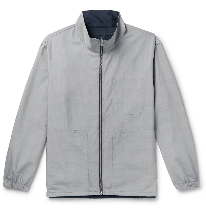 Photo: Club Monaco - Reversible Matte-Shell and Prince of Wales Checked Woven Track Jacket - Gray