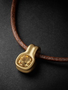 Fernando Jorge - Cushion 18-Karat Gold, Leather and Citrine Necklace