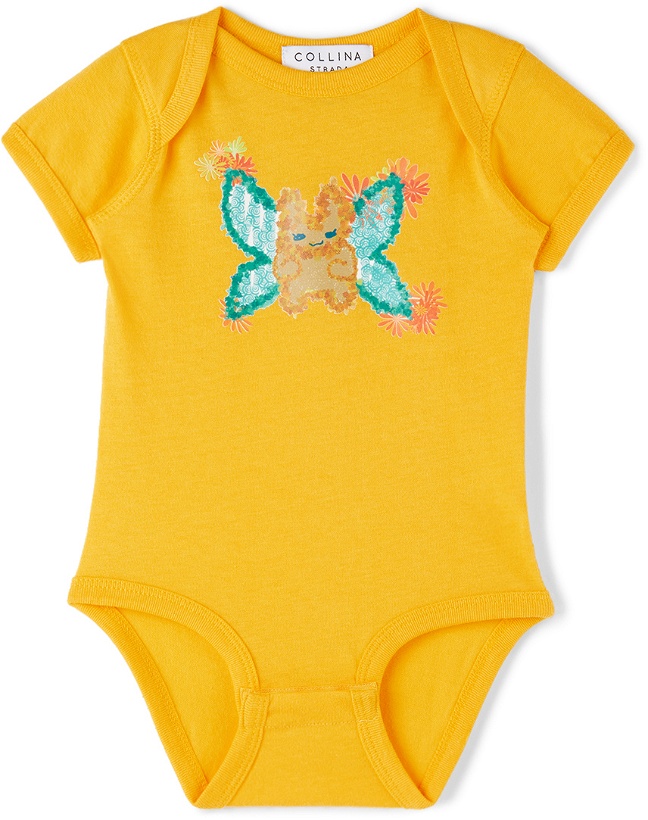 Photo: Collina Strada SSENSE Exclusive Baby Yellow Butterfly Printed Bodysuit