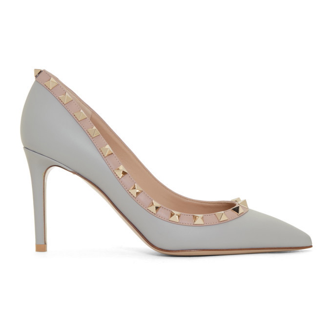 Grey valentino rockstud clearance shoes