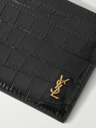 SAINT LAURENT - Logo-Embellished Croc-Effect Patent-Leather Cardholder