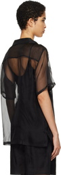 Silk Laundry Black Organza Camp Shirt