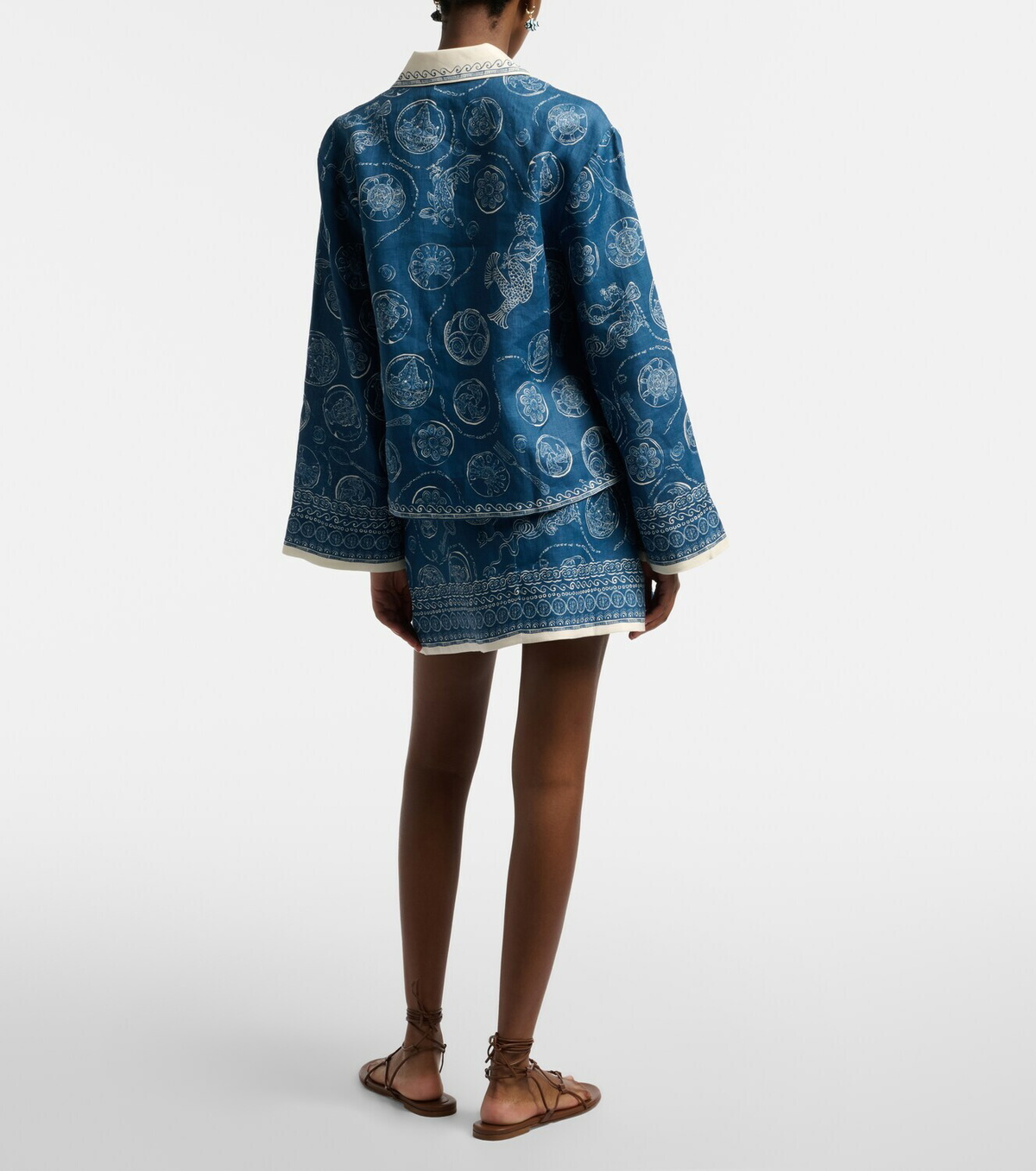 Alémais Lucky printed linen miniskirt