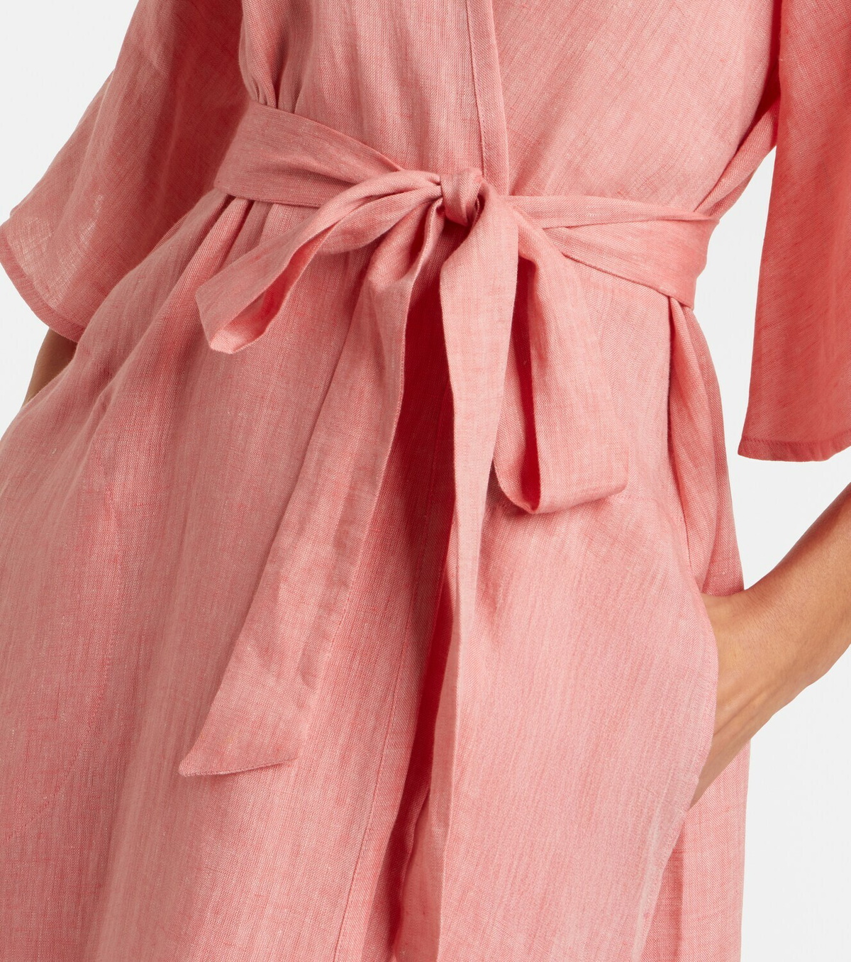 Eres Audacieuse belted linen midi dress
