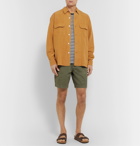 Mr P. - Convertible-Collar Garment-Dyed Lyocell, Linen and Cotton-Blend Shirt - Orange