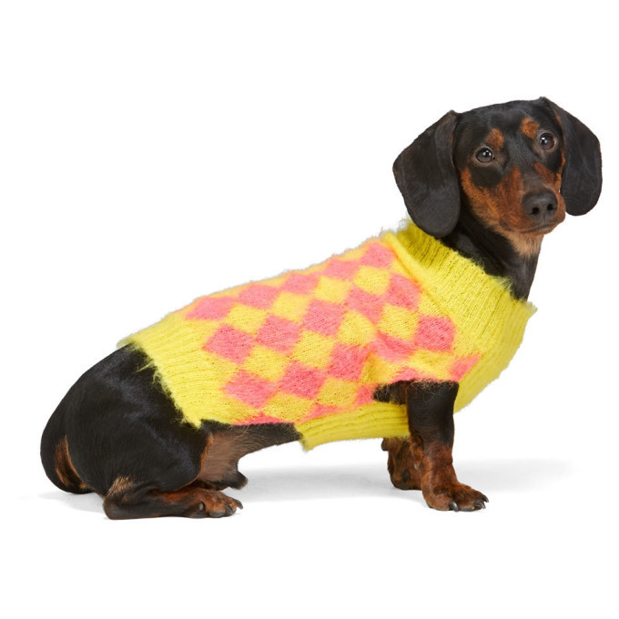 Ashley Williams SSENSE Exclusive Yellow and Pink Dog Sweater