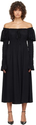 Sleeper Black Paloma Shirred Maxi Dress