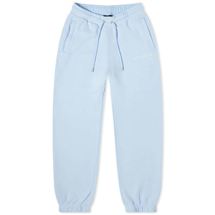 Photo: Air Jordan Men's W Wordmark Fleece Sweat Pant in Ice Blue/Sail