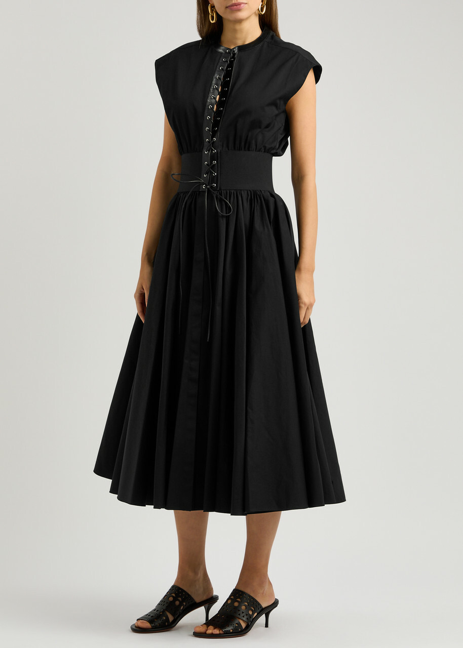 ワンピース Alaia Cotton poplin dress ALAÏA Striped cotton-poplin midi dress | THE OUTNET