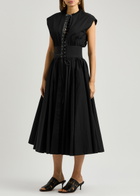 Alaïa Lace-up Cotton-poplin Midi Dress Black