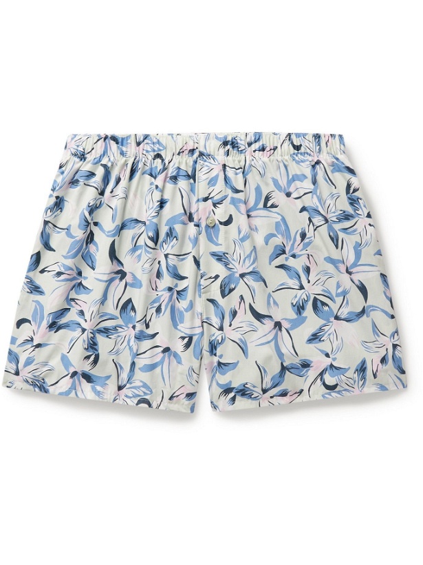Photo: HANRO - Floral-Print Cotton-Poplin Boxer Shorts - Blue