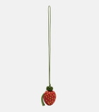Loewe Strawberry crochet raffia coin purse with strap