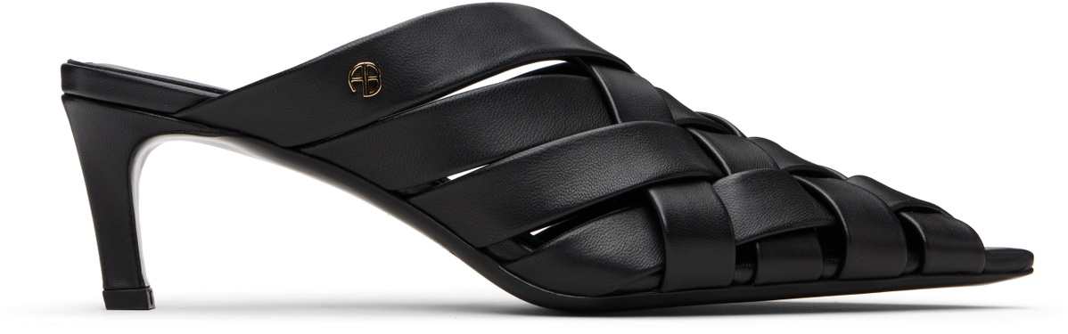 ANINE BING Black Eve Mule Heeled Sandals