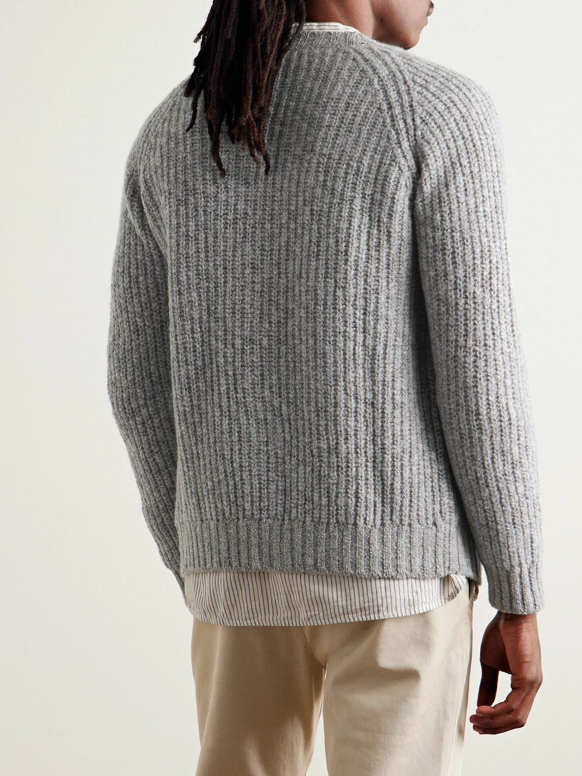 Incotex - Zanone Ribbed Wool Cardigan - Gray