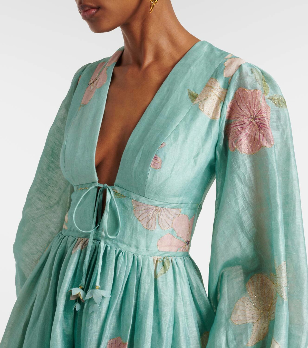【Zimmermann】Illuminate floral linen and silk midi dress Zimmermann Illuminate linen and silk midi dress Zimmermann