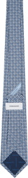 Ferragamo Blue Gancini Print Silk Tie