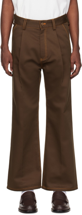 Photo: RICE NINE TEN Brown Heart Icon Straight Trousers