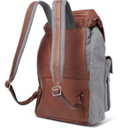 Brunello Cucinelli - Full-Grain Leather and Mélange Wool Backpack - Gray
