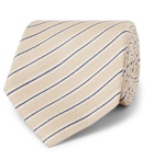 Brioni - 8cm Striped Silk and Linen-Blend Tie - Men - Beige