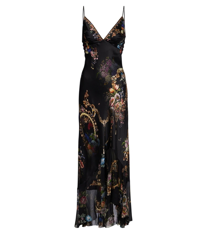 Photo: Camilla Floral silk satin slip dress