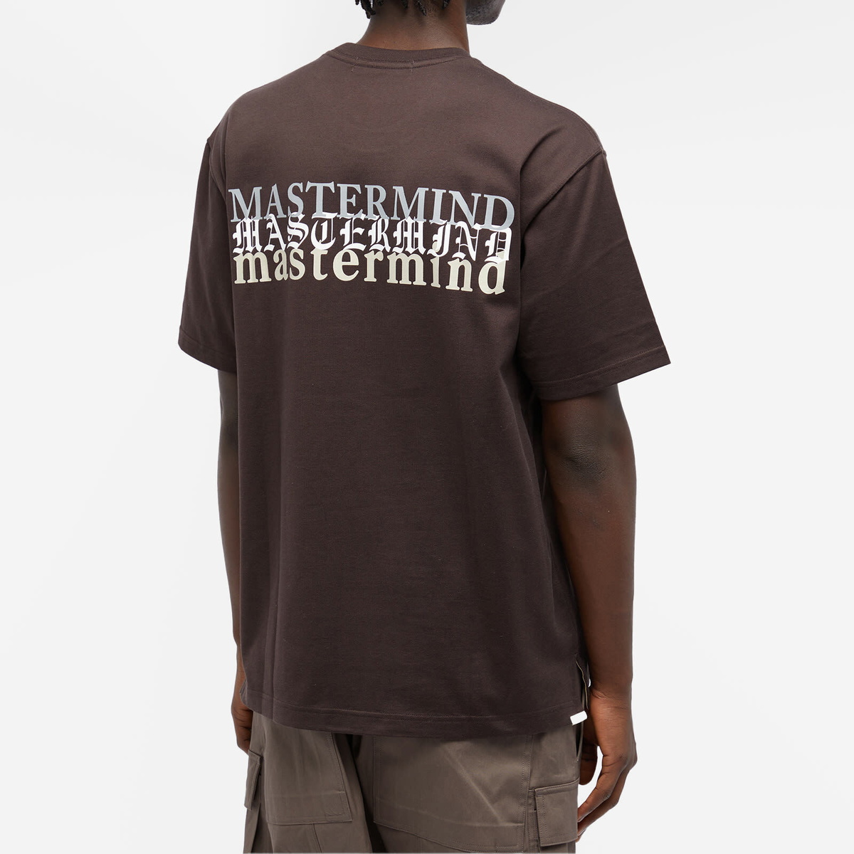 MASTERMIND WORLD Men's Triple Logo T-Shirt in Dark Brown
