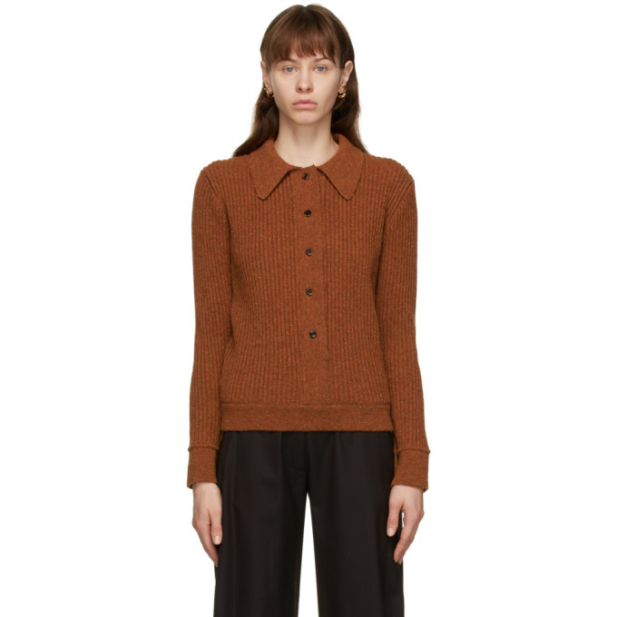 Photo: Eftychia Orange Ribbed Deep Long Sleeve Polo