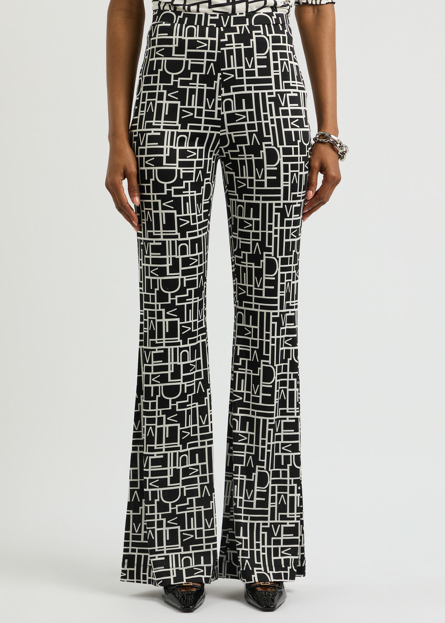 Diane Von Furstenberg Brooklyn Printed Jersey Trousers Black And White