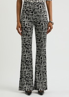 Diane Von Furstenberg Brooklyn Printed Jersey Trousers Black And White