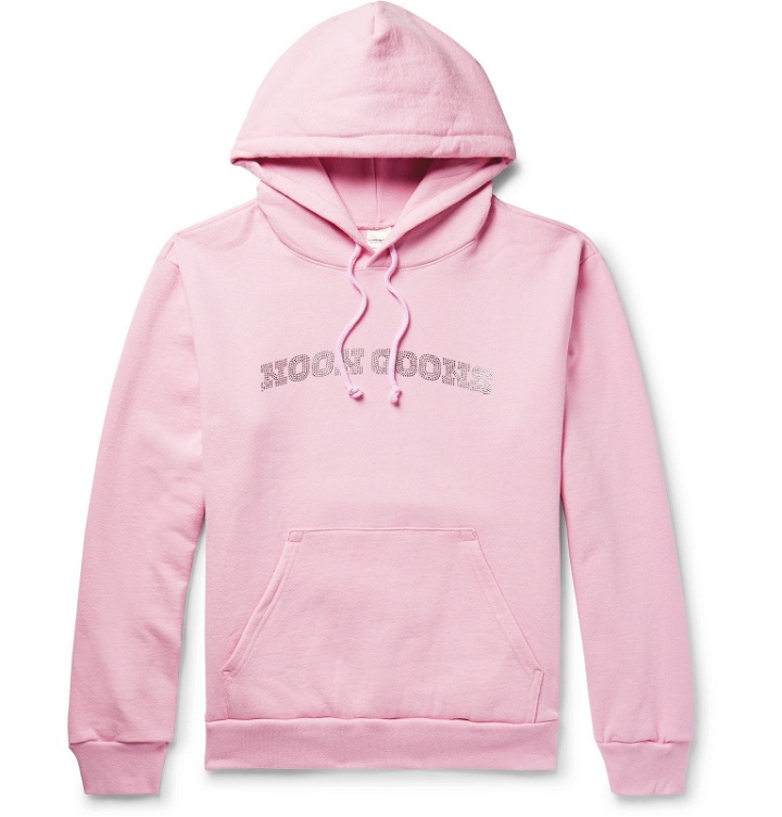Photo: Noon Goons - Logo-Embellished Fleece-Back Cotton-Jersey Hoodie - Pink