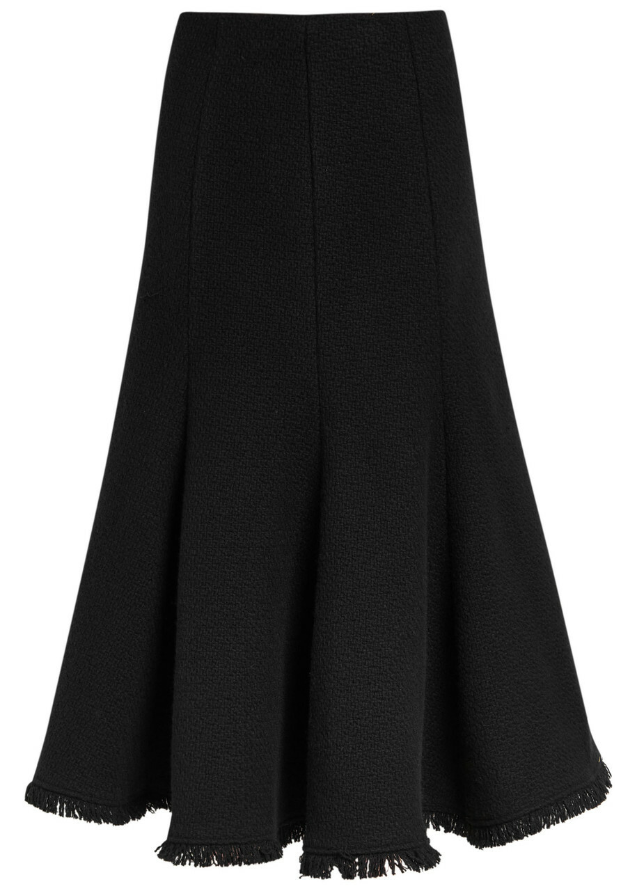 Gabriela Hearst Patterson Wool and Cashmere-blend Midi Skirt Black