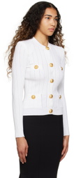 Balmain White Tight Cardigan