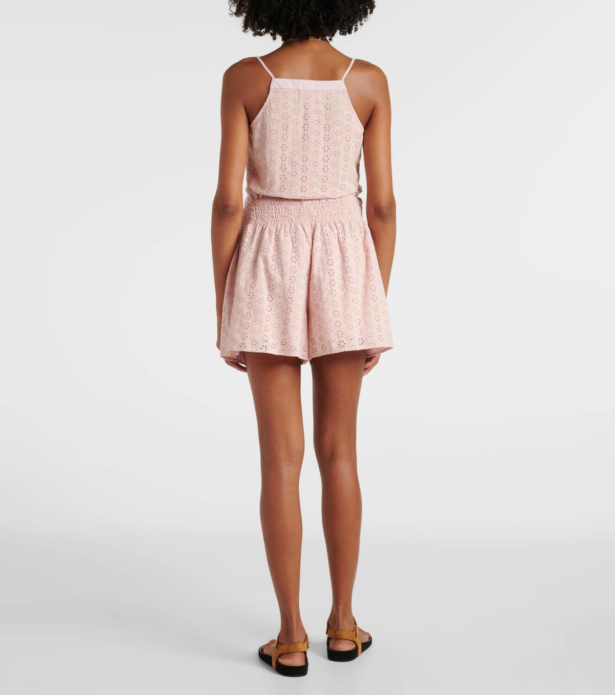 Velvet Iris embroidered cotton poplin shorts