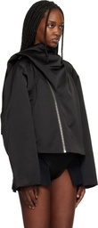Rick Owens Black Temple Cropped Scarf Flight Jacket