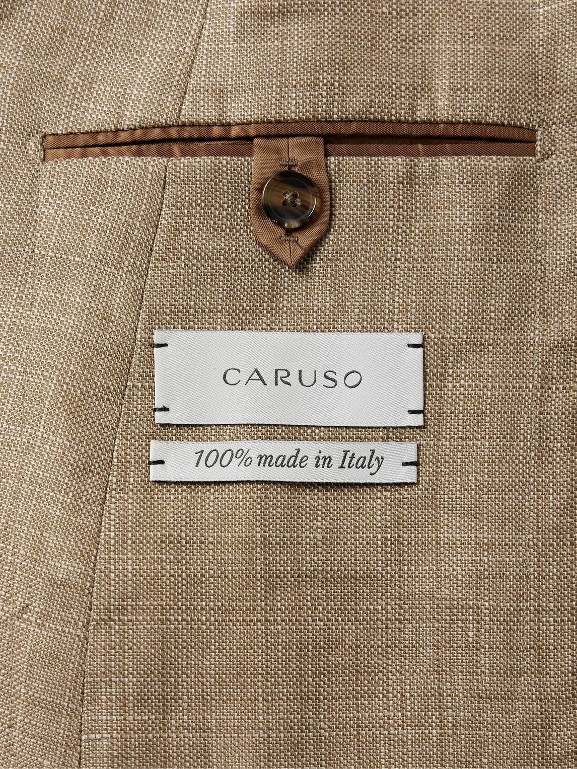 Caruso - Slim-Fit Double-Breasted Linen and Wool-Blend Blazer - Neutrals
