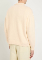 Picante Shaggy Logo-embroidered Cotton-blend Polo Jumper Ivory