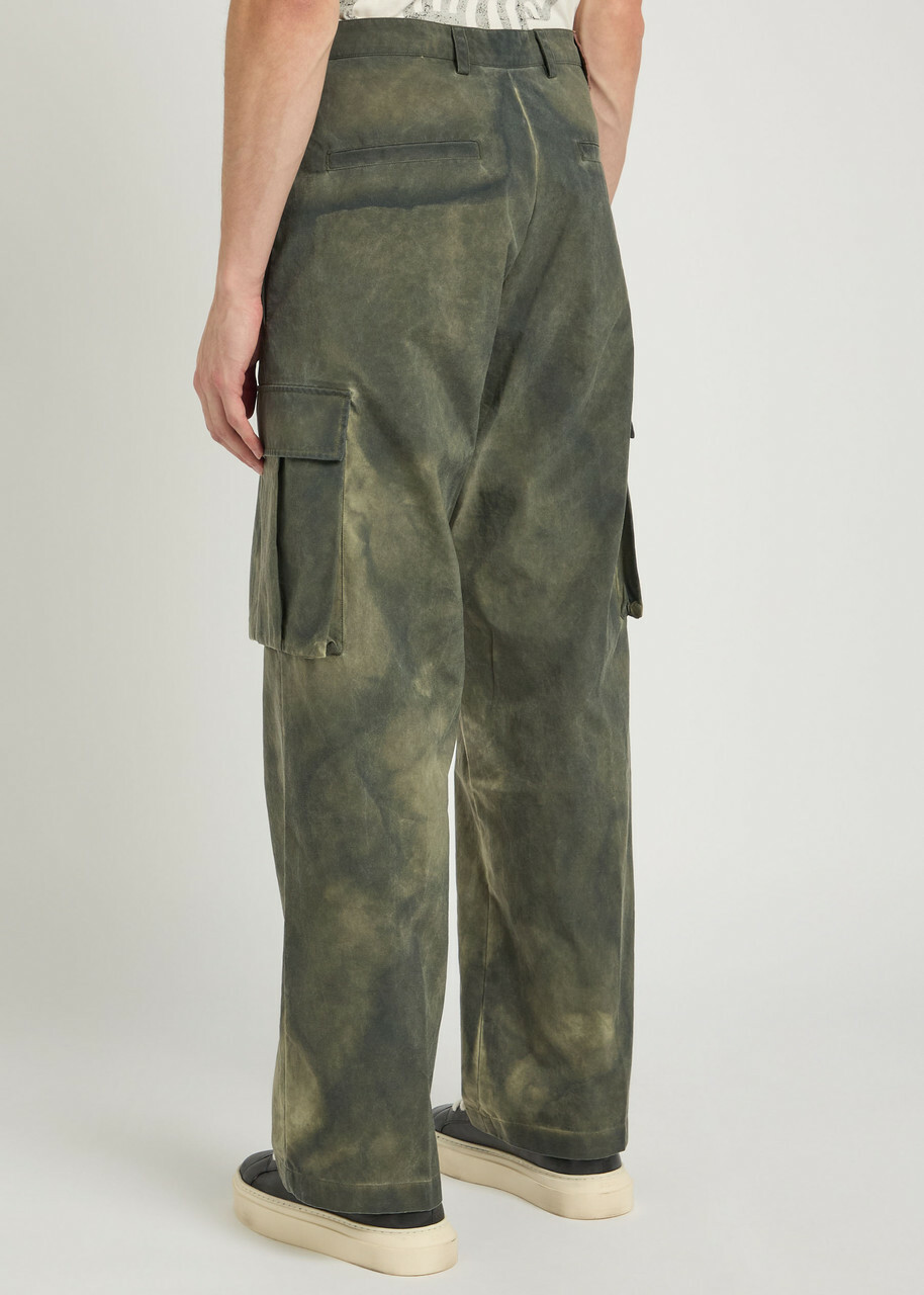 Cole Buxton Washed Straight-leg Cargo Trousers Khaki