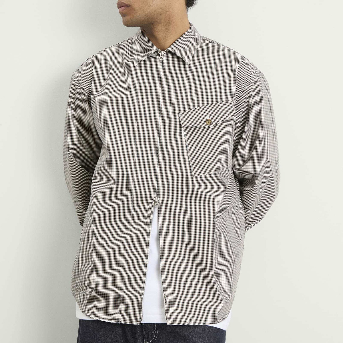 Comme des Garçons Homme Men's Check Triple Layers Shirt in Off White/Brown/Black