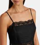 Staud Amalina lace-trimmed linen midi dress