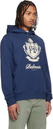 Balmain Blue College Emblem Hoodie