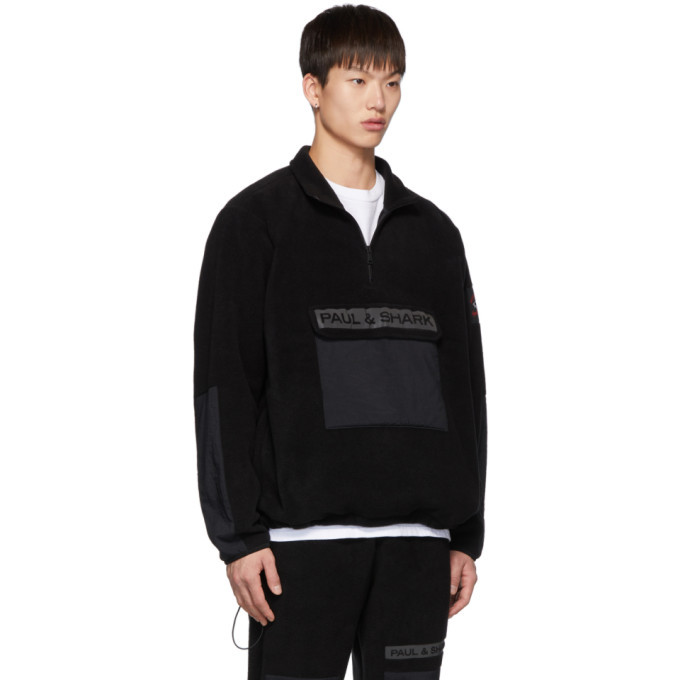 LQQK Studio for Paul and Shark Black Fleece Zip-Up Sweater
