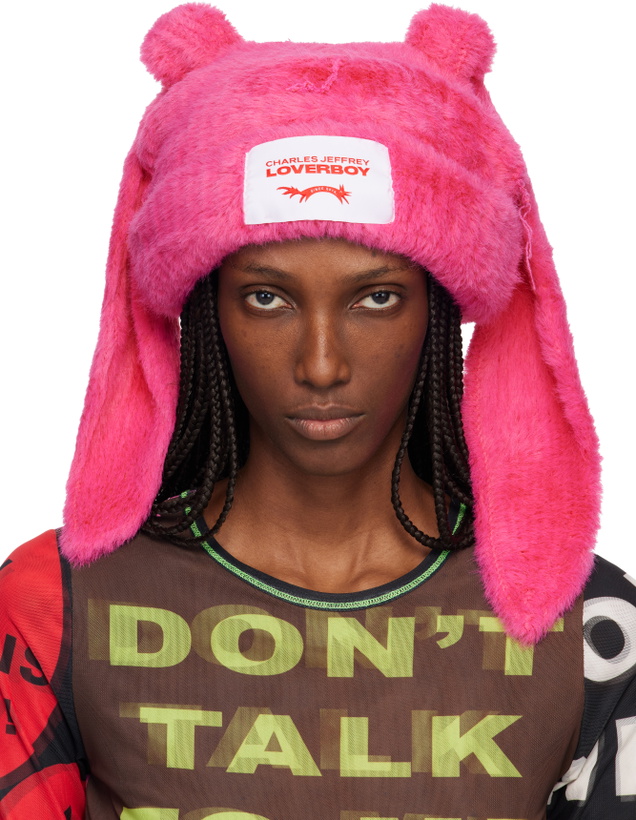 Photo: Charles Jeffrey LOVERBOY Pink Fluffy Chunky Rabbit Beanie