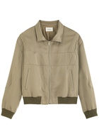 Saint Laurent Panelled Satin Bomber Jacket Green
