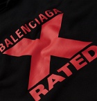 Balenciaga - Oversized Printed Fleece-Back Cotton-Jersey Hoodie - Black