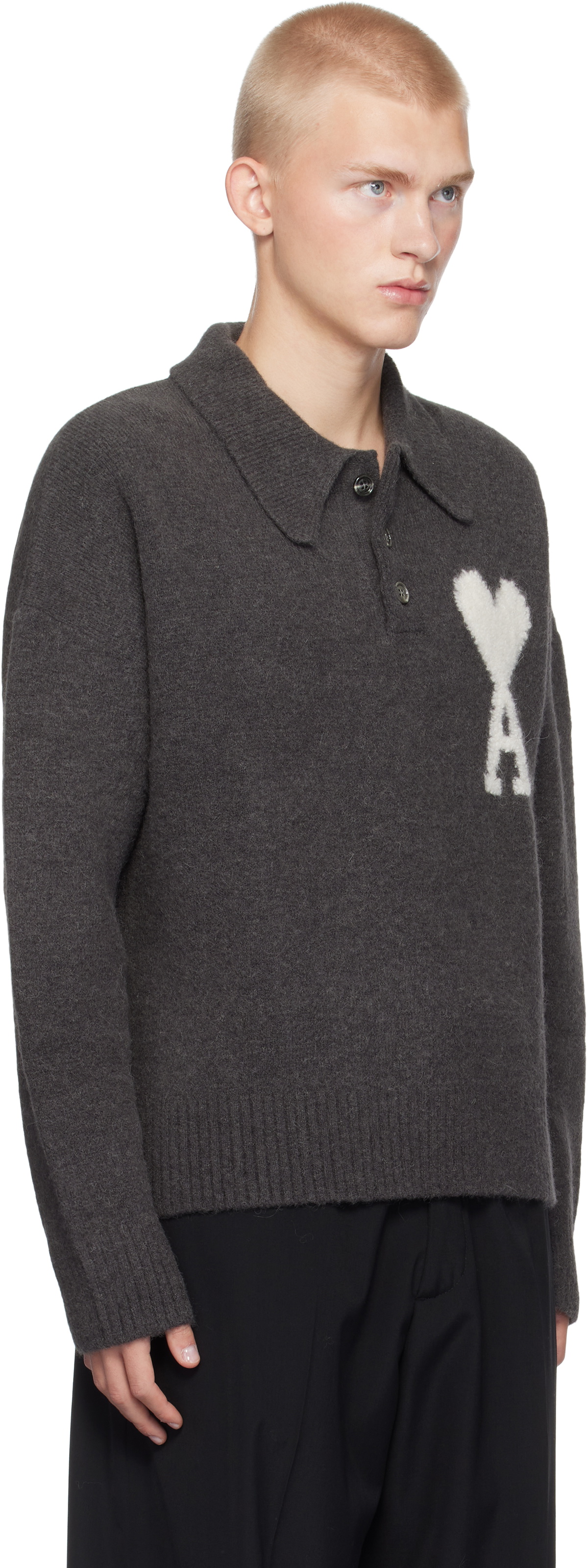 AMI Paris Gray Ami de Coeur Polo
