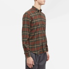Portuguese Flannel Men's Smog Button Down Check Shirt in Green/Brown