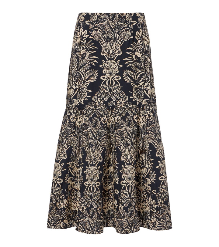 Photo: Ulla Johnson Clarisse printed cotton poplin midi skirt